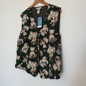 1. Vintage White Stag Teddy Bear Tapestry Vest